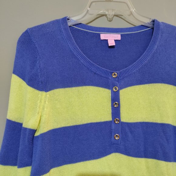 Lilly Pulitzer Womens Yellow Blue Striped Sweater Size Small - Picture 3 of 5